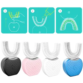

V-white 360 Intelligent Automatic Sonic Electric Toothbrush U Type USB Rechargeable Oral Teeth Silicone Brush Head Toothpaste 3C
