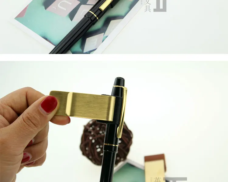 Infun Metal Brass Pen Holder Business of Customizable Retro Travel Notebook Accessories Pen Holder