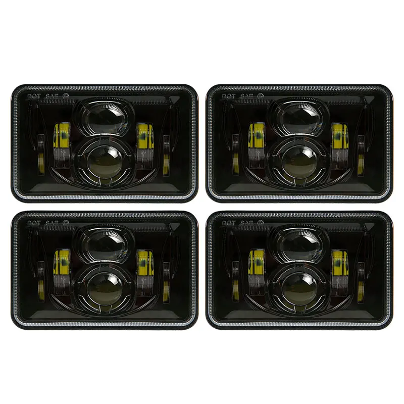 4pcs Black 4 шт. DOT Approved черный проектор 4x6 дюймов светодиодный фары прямоугольные H4651 H4652 H4656 H4666 H6545 для Ford Truck - Цвет: 4pcs Black