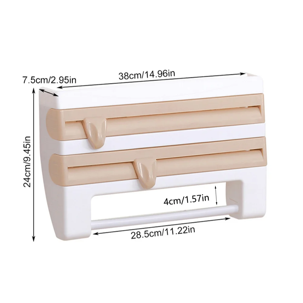 Wall-Mounted Aluminum Foil Paper Towel Rack Sauce Bottle Rack 4 In 1 Cling Film Cutting Multifunctional Kitchen Storage