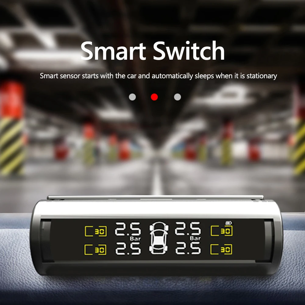 Солнечная + USB зарядка автомобиля TPMS система мониторинга давления в шинах с 4