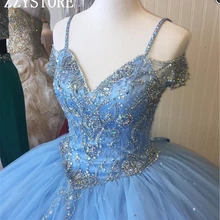Модные Кристаллы, синие, на бретельках, с Блестками, Бисером, тюль, пышные платья, бальное платье, на шнуровке, вечерние платья