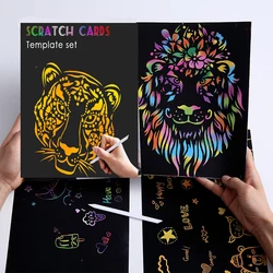 BalleenShiny 5 uds. Dibujo para raspar, plantilla A4 para niños, juguetes creativos hechos a mano con papel de colores