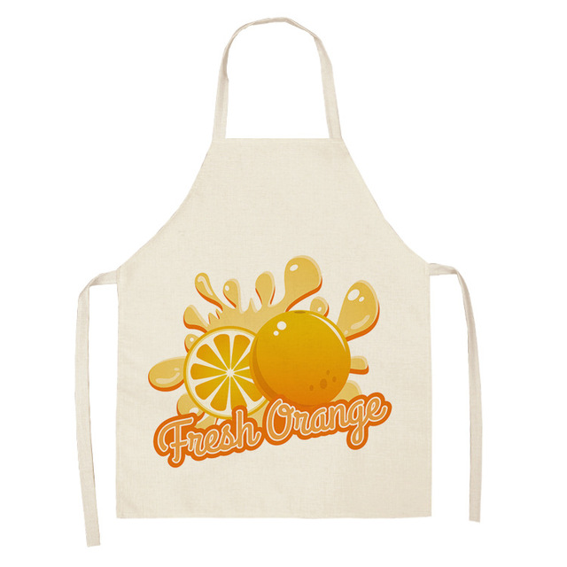 Fruit Pattern Linen Hand Wipe Sleeveless Waist Apron Home Decor Kitchen Baking Cleaning Tool Anti-stain Dining Workwear