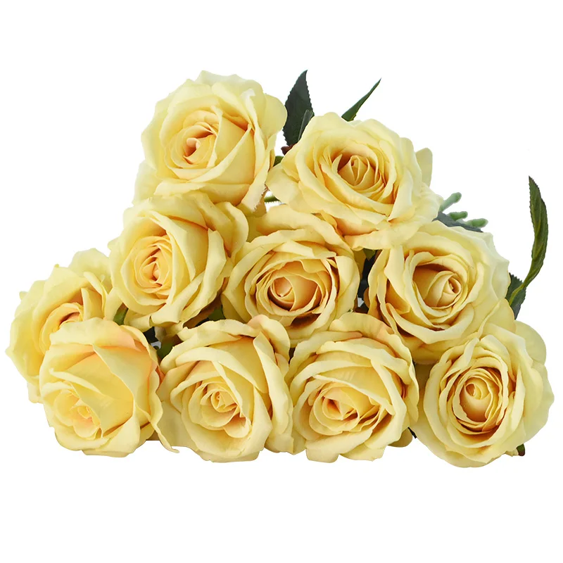 5 шт., 8 см, искусственный шелк, французская Роза, цветочный букет, искусственный цветок, для оформления стола, Маргаритка, свадебные цветы, Декор, вечерние, аксессуары, Флорес - Цвет: light yellow