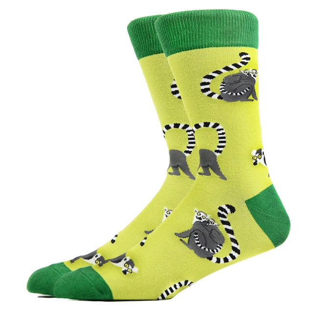 Fashion Men Happy Socks Combed Cotton Cartoon Animals Dog Cat Large Size Casual Women Cute Funny Harajuku Socks Colorful HK11015-1