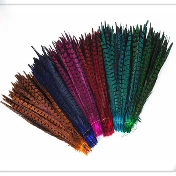 

Wholesale Dyed Ringneck Pheasant Tail Feathers for Crafts 30-55CM Pheasant Feather Plumes wedding decoration carnival plumage