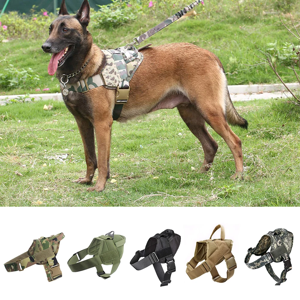 

Tactical Dog Harness K9 Woking Pet Harness With Leash Adjustable Nylon Dog Collar Vest For Small Large Dogs