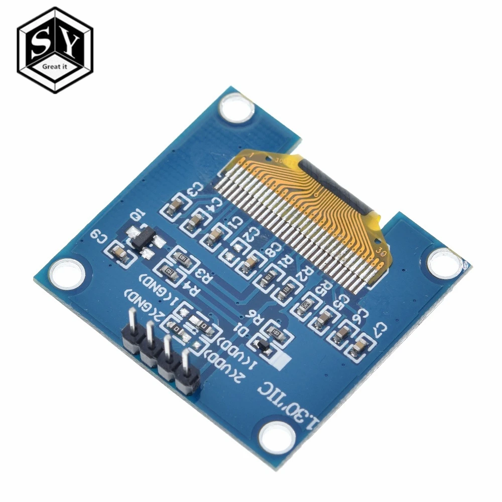 Здорово 1 шт. 4PIN 1," O светодиодный модуль белый/синий цвет 128X64 1,3 дюймов O светодиодный ЖК-дисплей светодиодный Дисплей модуль 1,3" IIC I2C общаться