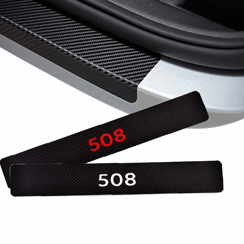 

Carbon Fiber Vinyl Sticker Car Door Sill Protector Sticker Door Threshold Plate Sticker Car Accessories For Peugeot 508
