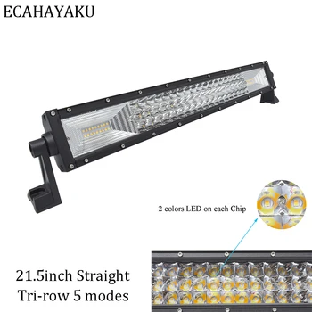 

1PCS ECAHAYAKU 20 Inch Straight LED Light Bar 324W with Dual Color and Flashing Style 6000K for Road Roller Crane Mining Tractor