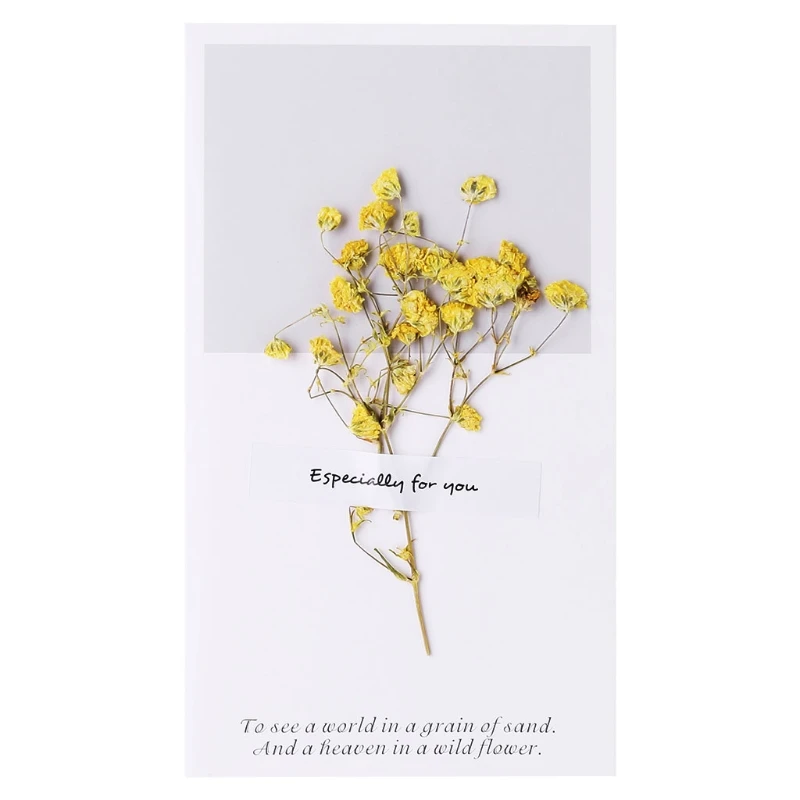 Креативные сушеные цветы открытка ручной работы бумага для дня рождения поздравление DIY конверт E65B