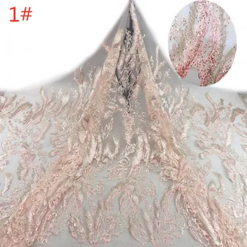 

5yards sequin embroidery African lace Nigeria lace fabric / sequin French mesh /DIY Evening dress /Wedding /Banquet dress fabric