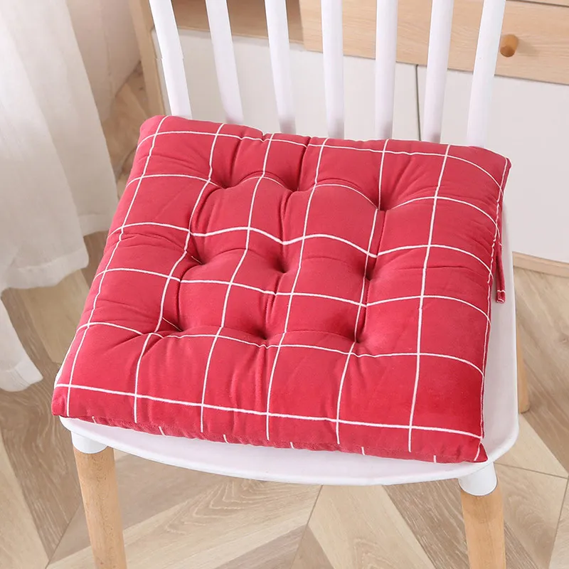 Red-Plaid Утолщенная Подушка для стула, красочная подушка для студенческого сиденья, теплая подушка для стула, мягкая плюшевая подушка для ягодиц, сидячий коврик, клетчатая подушка для дивана - Цвет: Red-Plaid