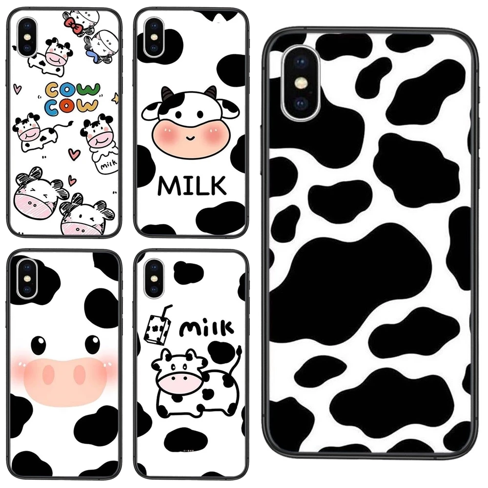 Для iPhone 11 12 Pro Mini 5 5S SE 5C 6 6S 7 8X10 XR XS Plus Max молочный скот корова Speckle милый защитный
