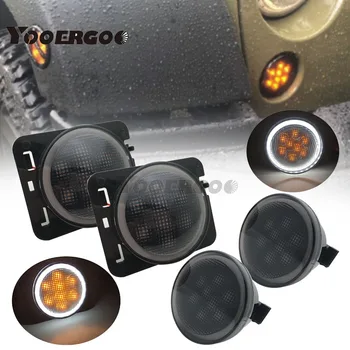 

LED Front Turn Signal Light for Jeep Wrangler JK 2007-2017 Smoked Amber Light Fender Side Light Combo Lens for Jeep Wrangler