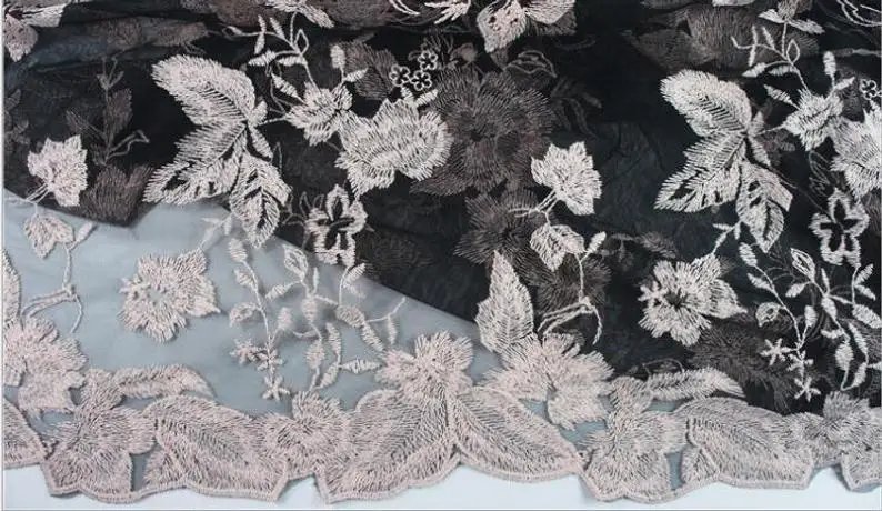 

Floral Embroidery Tulle Fabric, Beautiful Bridal Lace Fabric, Gauze Motifs Lace Fabric For Curtains, Prom Dress, Skirts For Sale