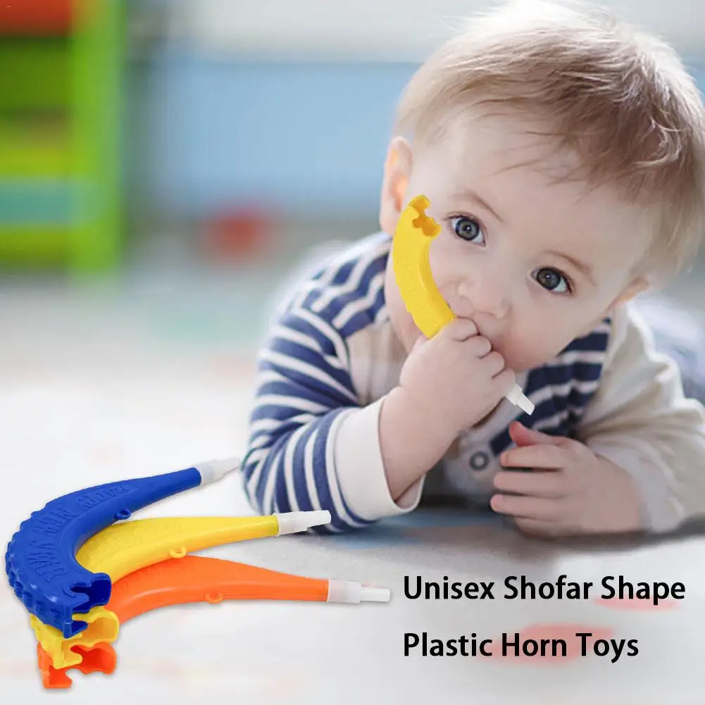 5pcs Plastic Child Horn Toys Shofar Shape Plastic Horn Toys Kids Early Education Musical Instrument Shofar Shape Cheering Sound