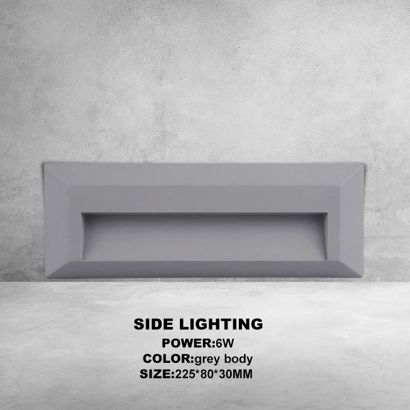 Grey Side Lighting Kenlux светодиодный лестничный светильник, ступенчатый светильник s 6 Вт SMD 225*80 мм, наружный водонепроницаемый настенный светильник из алюминия - Испускаемый цвет: Grey Side Lighting