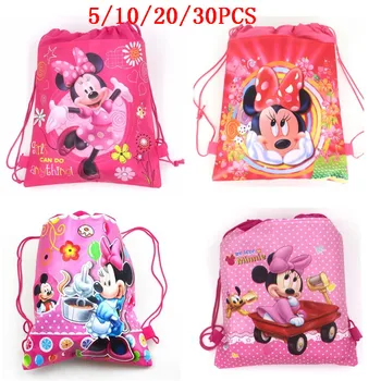 

5/10/20/30PCS Cute Minnie Mouse Drawstring Bags For Girl Storage Package Cartoon School Backpacks Children Birthday Party Favors