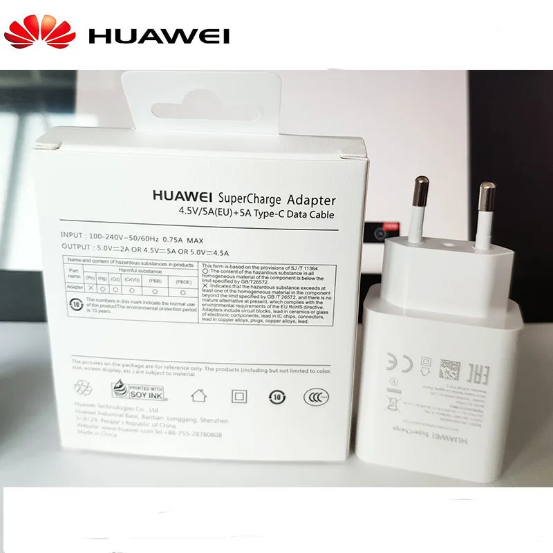 huawei 20,5 Вт SuperCharge USB-c быстрое зарядное устройство EU Plug 4.5V5A type C USB 3,0 кабель для передачи данных для Mate20 30 pro P30 pro lite