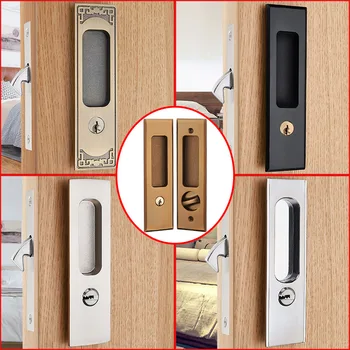 

5 Styles Sliding Door Lock Interior Bathroom and Lavatory Lock Hook Invisible Move Door Lockset with keys