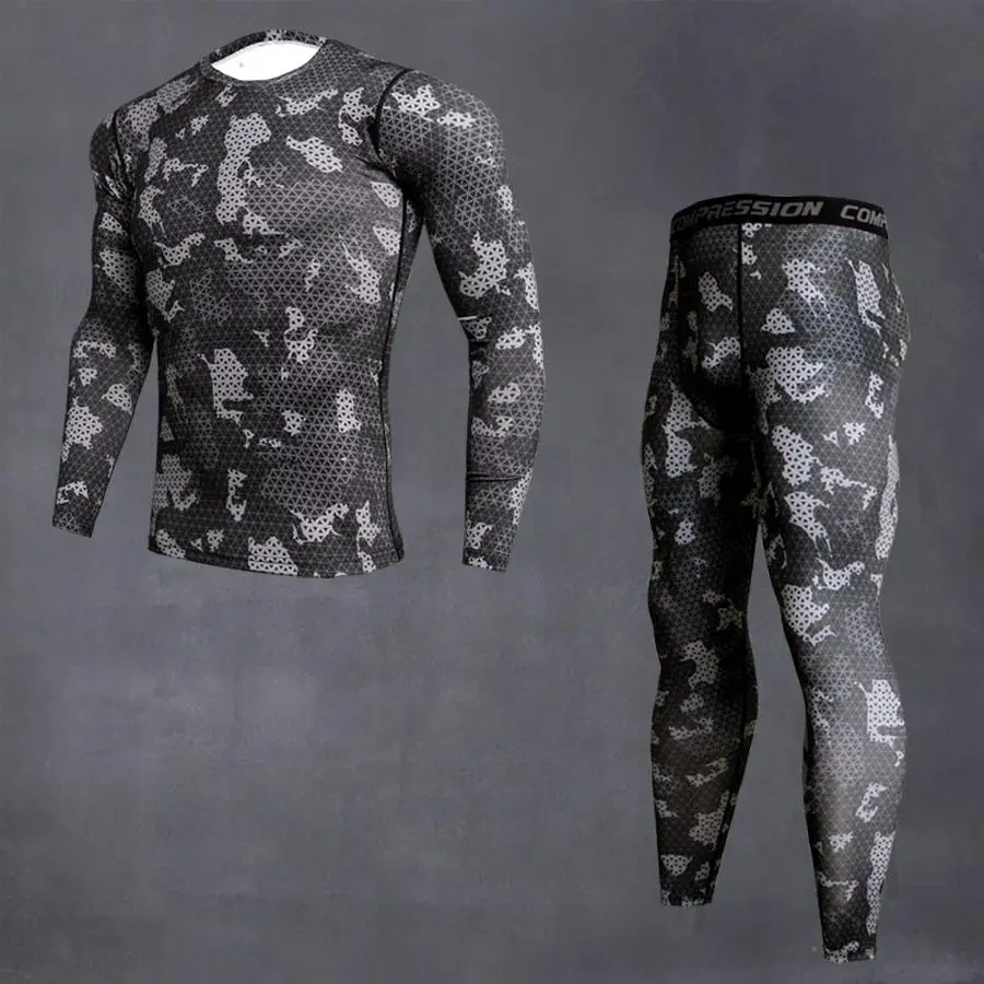 

2020 20 Gym Muscle Shirt Training MMA Men's Compression jogging sportswear For Running Clothes Sport tracksuit Fitness Crossfit