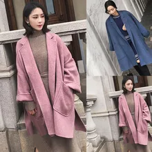 Hsu, женское модное однотонное длинное пальто, для женщин, плюс размер, длинный рукав, шерстяной топ и шерстяное пальто, блузки, женское белье, манто