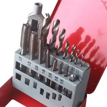 

16pcs M3-M12 Screw Tap Drill Bit Tool Set Thread Tap Wrench Set 2.5-10.2mm Hand Tapping Tools Twist Drill Bit Hand Tools
