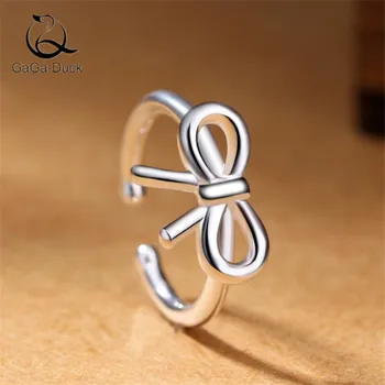 

925 Sterling Silver Fashion Jewelry Creative Bow Butterfly Female Simple Popular Exquisite Opening Rings R188