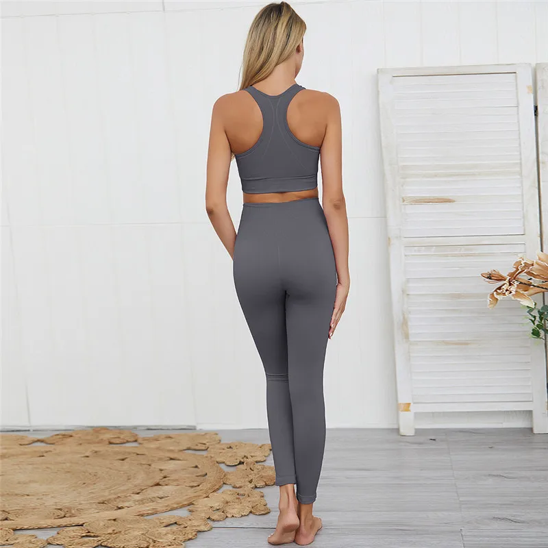 Active Wear Women Sport Suit Yoga Set Ensemble Seamless Sportswear Leggings Fitness Workout Gym Wear Running Clothing Tracksuit