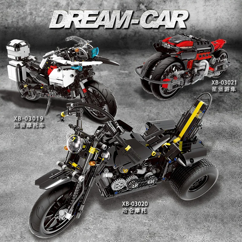 

New Originality Science And Technology Series Motorcycle Small Grain Building Block Toys