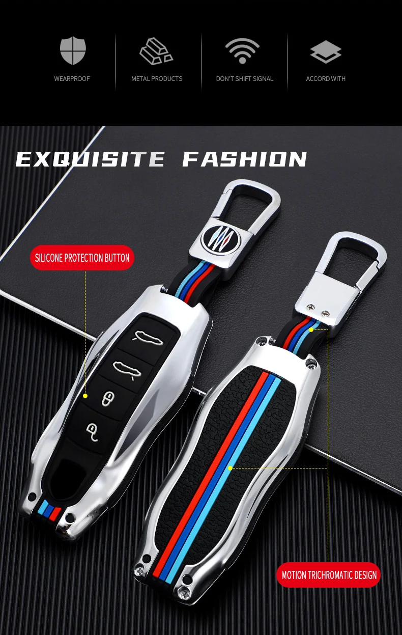 Fob della copertura della cassa chiave a distanza dell'automobile in lega di zinco per Porsche Panamera Carman Macann Cayenne 911 970 981 991 accessori protettivi - H80cd51f4d6464087b4ff8fb6a6819774U