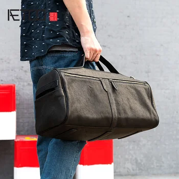 

AETOO Leather portable travel bag, male travel business messenger bag, large capacity portable storage bag