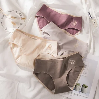 

Mid waist seamless underwear women's cotton interior girls comfortable and breathable women's sexy briefs