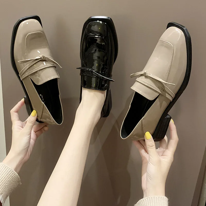 

Autumn Square Toe 2019 Women Shoes British Style Slip-on Oxfords Women's Black Flats Modis Casual Female Sneakers All-Match