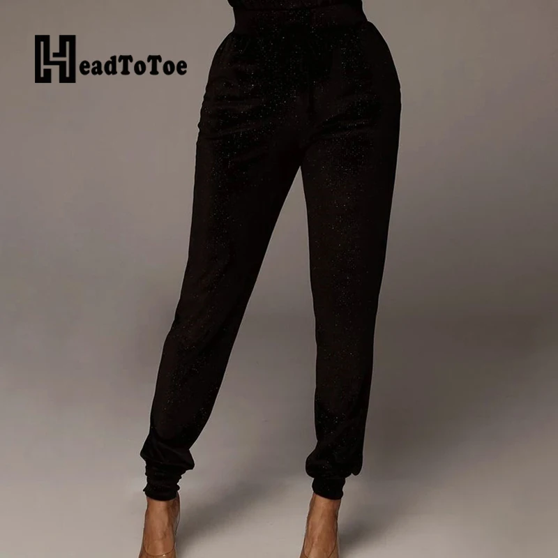 Твердые высокой талией шнурок карандаш брюки для женщин Slim Fit карманы дизайн длинные брюки