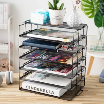 

DIY Multi-layer Metal Storage Holders Home Multifunction Office Books Desktop File Iron Shelves Creative Detachable Organizer
