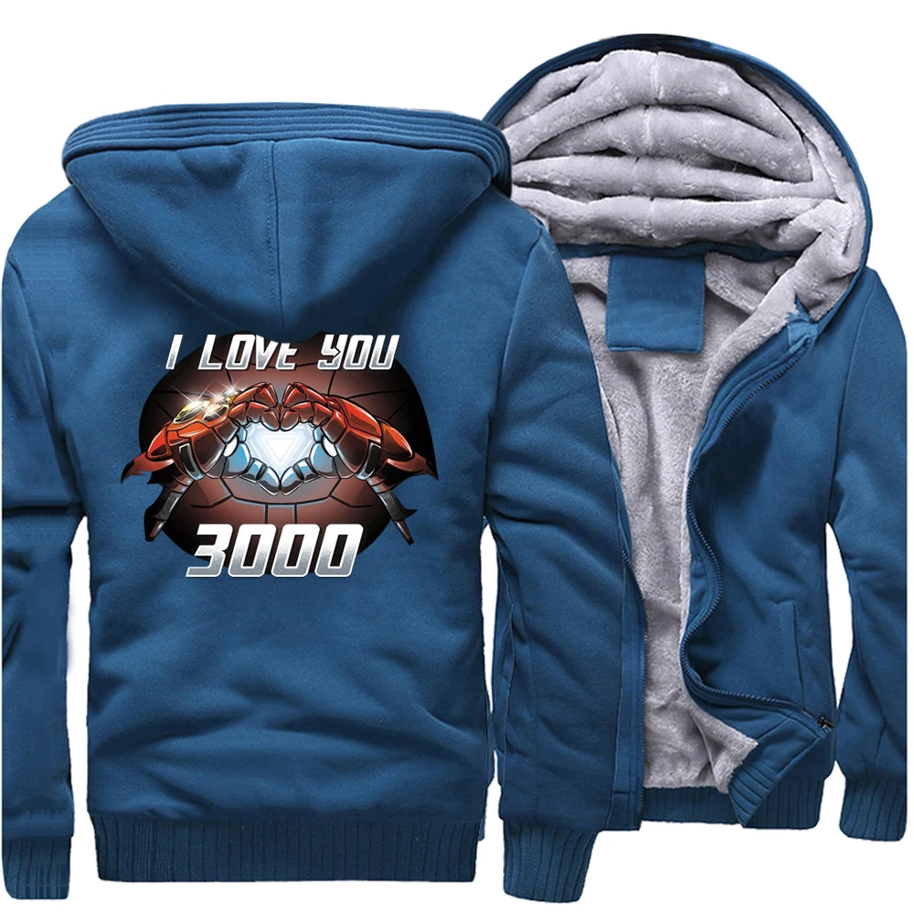 Железный человек, Мужская Толстая зимняя Флисовая теплая куртка I Love You 3000, толстовки с капюшоном супер герой Тони Старк, толстовка на молнии, пальто, куртки