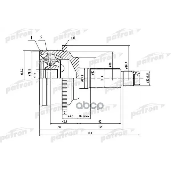 Шрус Наружн К-Кт 28x62x32 Abs:44t Mazda: 6 02- PATRON арт. PCV1525