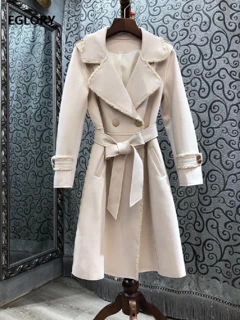 $US $69.67 High Quality New Women's Coat 2020 Autumn Winter Windbreaker Ladies Adjustable Belted Long Classic Coat Outerwear Apricot Pink