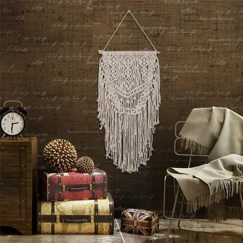 

Nordic Macrame Wall Hanging Handmade Woven Wall Tapestry DIY Large Cotton Boho Wedding Backdrop Wall Decoration for Living Room