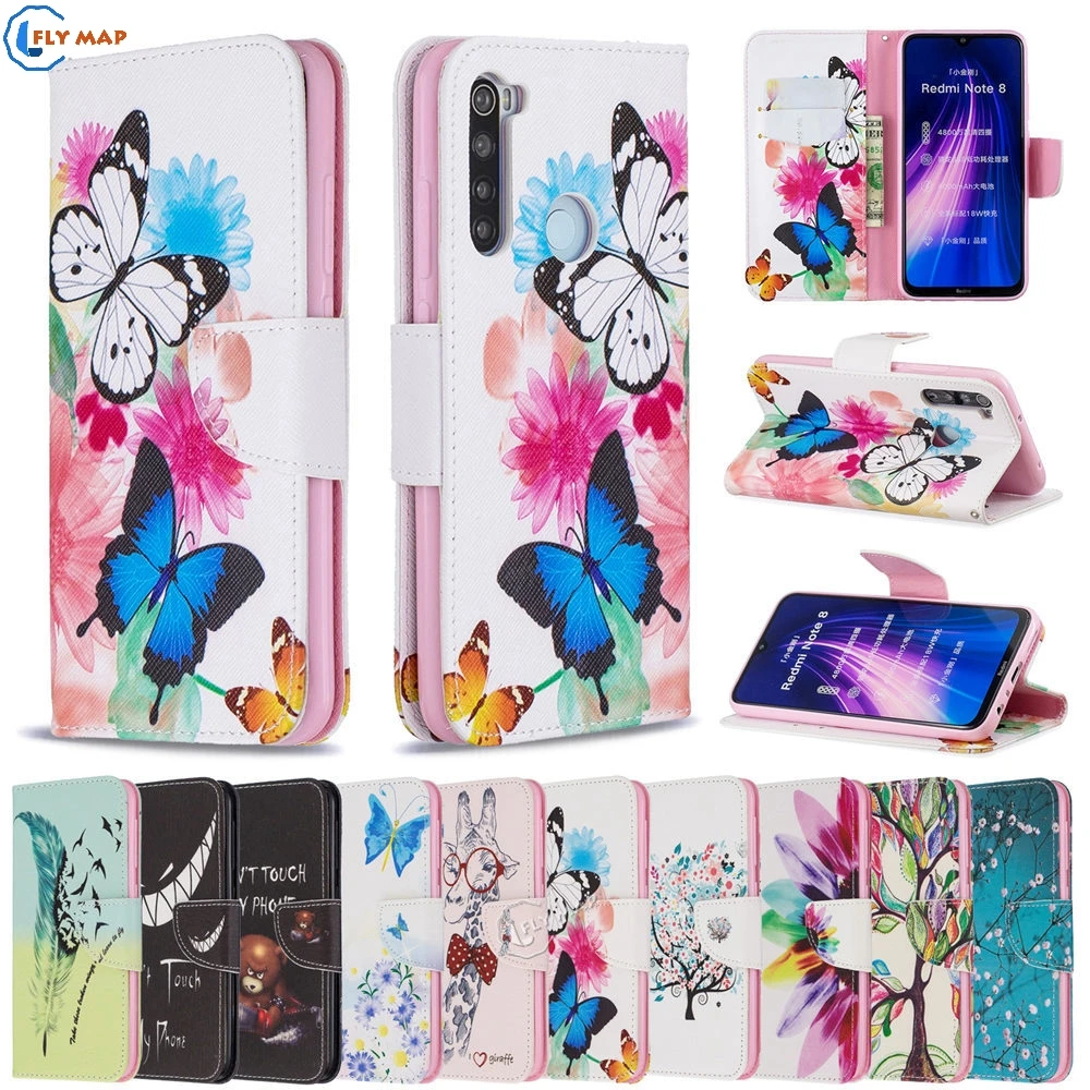 Flip Case for Xiaomi Redmi Note 8 C3J M1908C3JH Wallet Phone Leather Cover Note8 M1908C3JG M1908C3JI Painted Bag | Мобильные