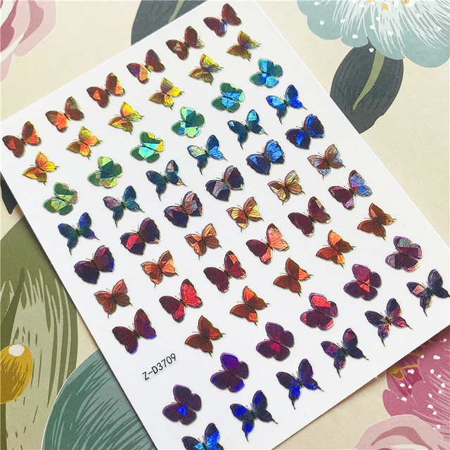 Z-D3702 Z-D3706 Colorful butterfly 3D Back glue Nail decal Nail sticker Nail decoration Nail art Nail ornament Z-D3709