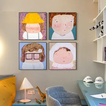 

Cute oil painting funny Kids Room Superhero Batman Spider-Man Wall Art Poster&Prints Canvas Painting Picture For Nursery Bedroom