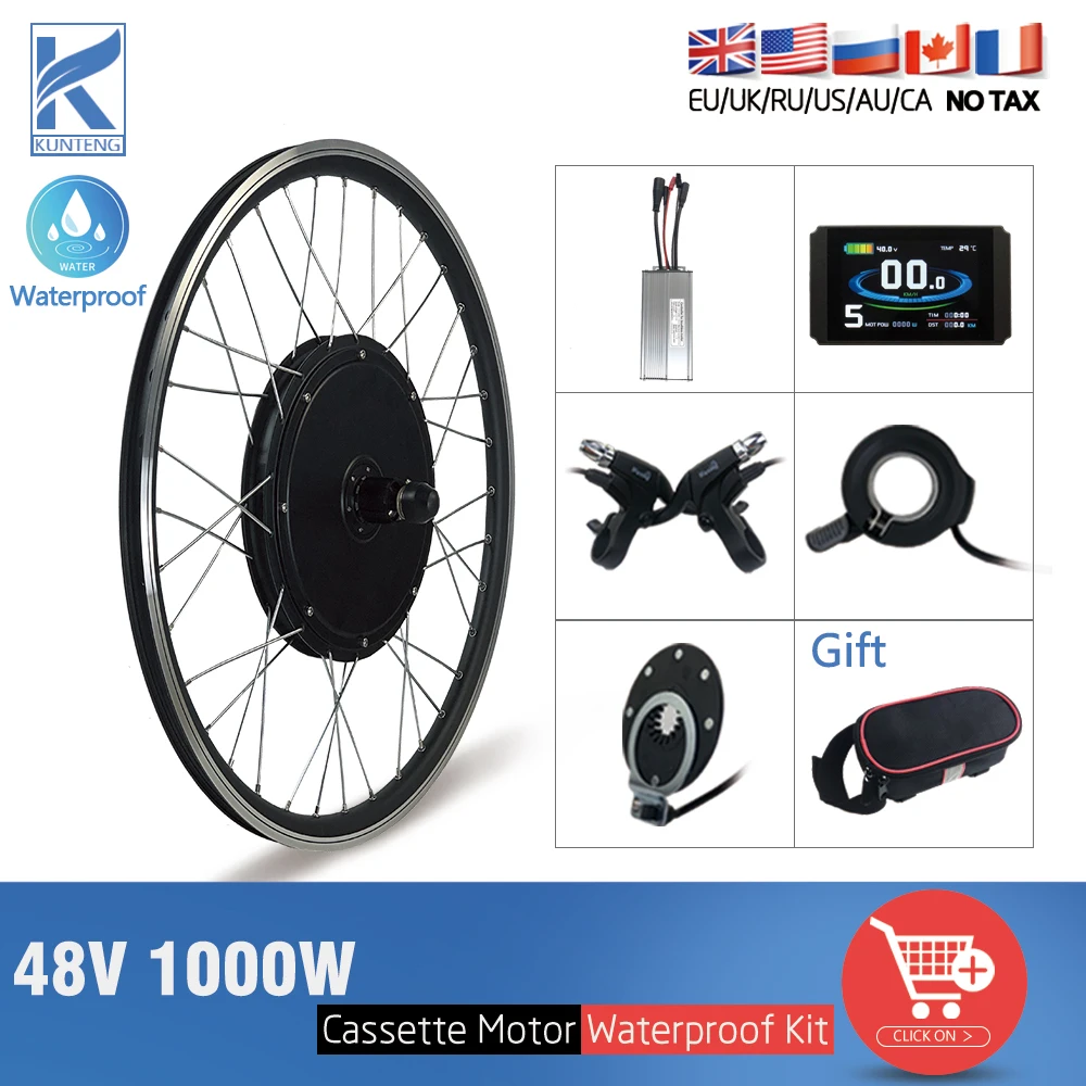 Ebike Motor Kit 48V 1000W Rear Cassette Hub Motor Wheel LCD Display 16-29 Inch 700C For Electric Bike Bicycle Conversion Kit