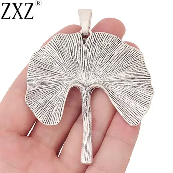 

ZXZ 2pcs Tibetan Silver Large Ginkgo Biloba Leaf Charms Pendants for Necklace Jewelry Making Findings