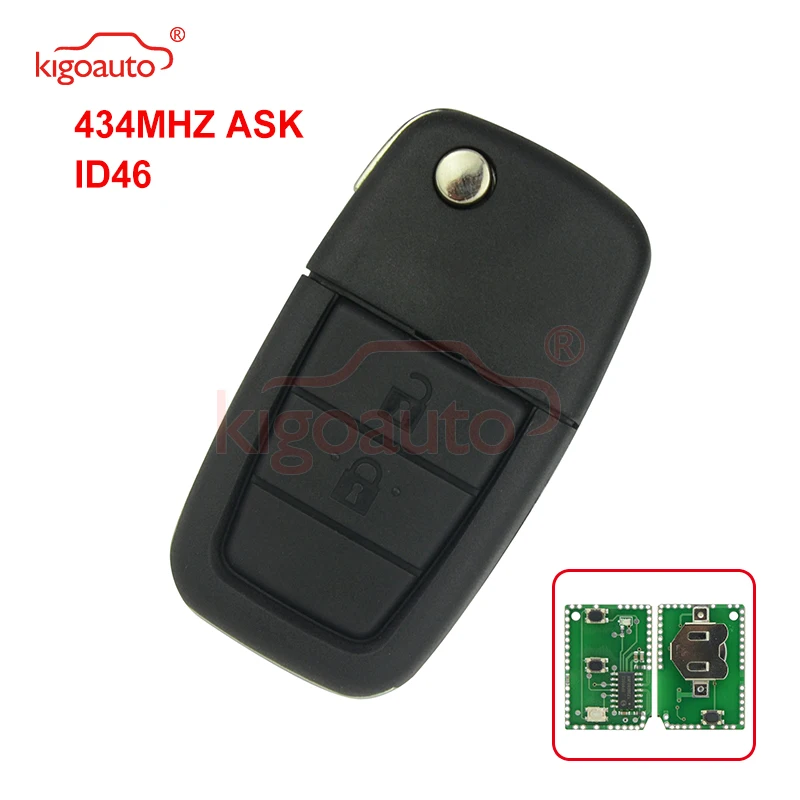 

kigoauto Flip Remote key 2 button with panic 434Mhz GM45 blade with ID46 chip for Holden VE Commodore