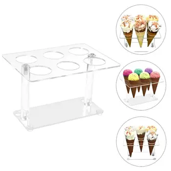 

1 Pc Acrylic Ice Cream Holder 6 Holes Cone Holder Snow Cone Stand Rack Sweet Tube Display Rack for Gift Ice Cream Decor Home