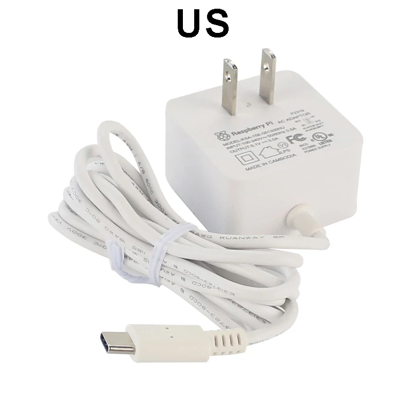 Official Raspberry Pi 4 Power Supply 5V 3A Charger EU UK US Plug Recommended USB-C Power Adapter for Raspberry Pi 4 Model B power adapter